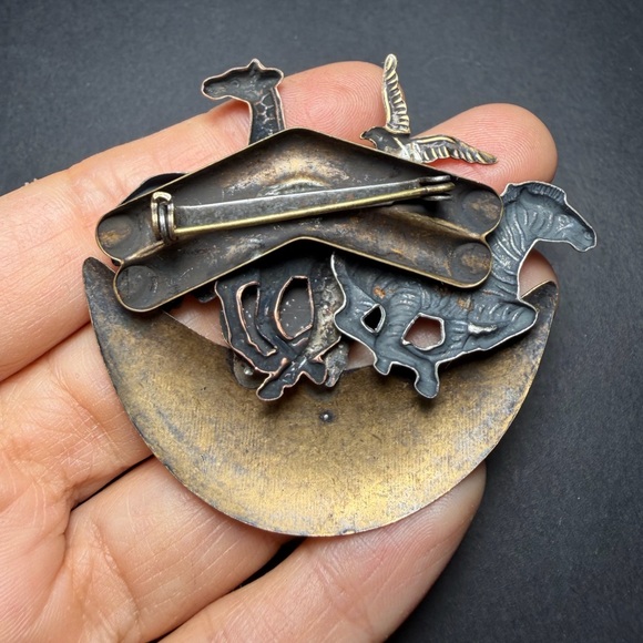Vintage Mixed Metal Noah's Ark Animal Brooch Pin - Picture 5 of 8